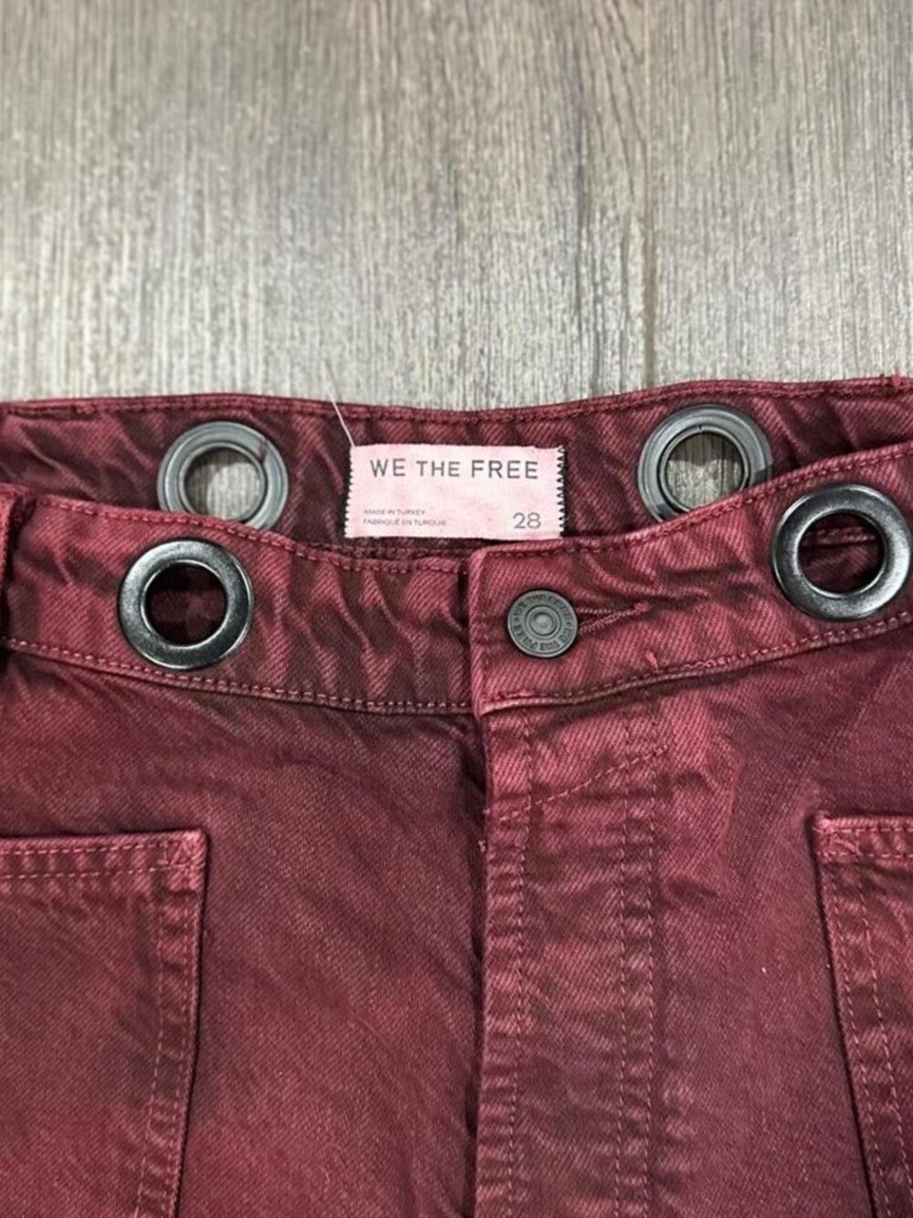 Free People Women's Burgundy and Red Jeans - Picture 2 of 3